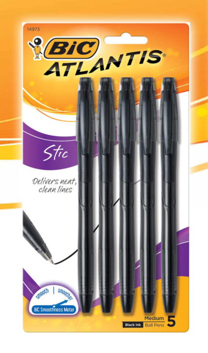 BIC® Atlantis™ Retractable Ballpoint Pens, Medium Point, 1.0 mm