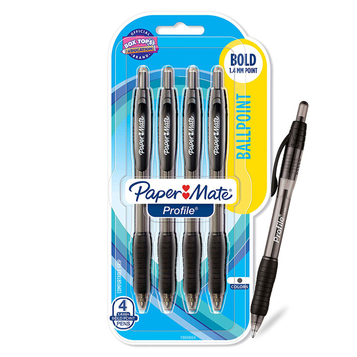 Paper Mate Profile Retractable Ballpoint Pens, Bold Point (1.4mm)