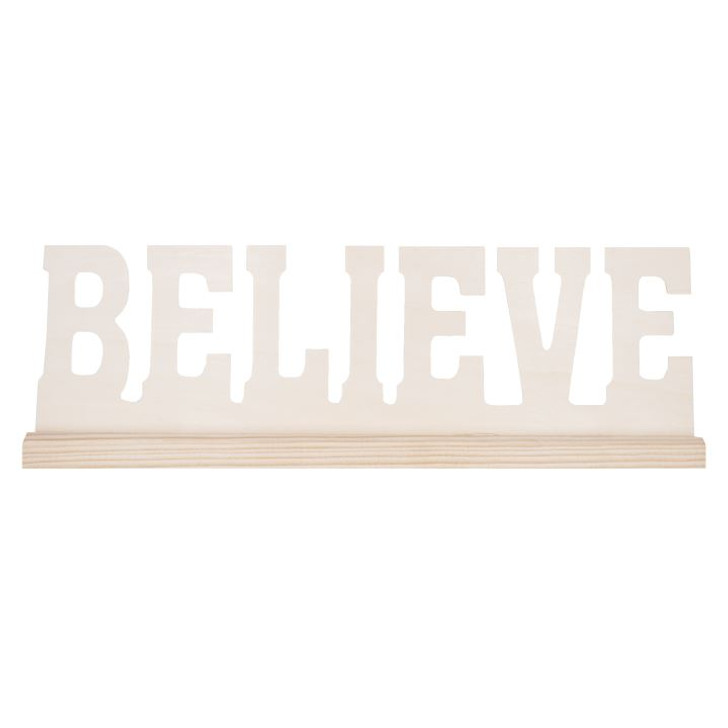 Wood Phrase " BELIEVE "Unfinishied for Personalise Design.