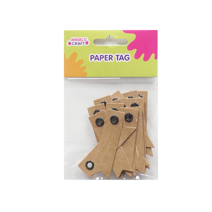 Pennant Tags with Grommets (Paper Hand-Tags Brown Kraft) 1CMX5CM, 20-ct. Pk.