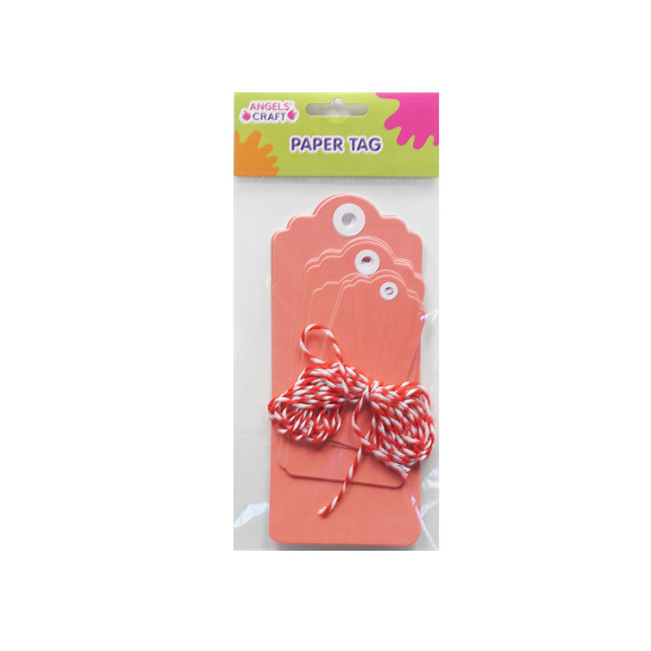 Paper Hang Tag-pink Color & 2mtr long twine. 3-6x14cm, 3-4.8x9.6cm, 3-3.5x7cm, 9-ct. pk.