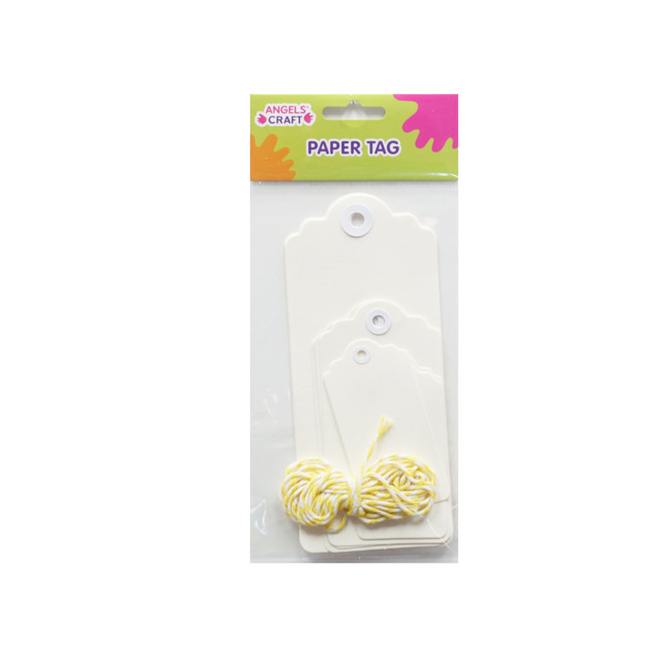 Paper Hang Tag-Beige Color  & 2mtr long twine. 3-6x14cm, 3-4.8x9.6cm, 3-3.5x7cm, 9-ct. pk.