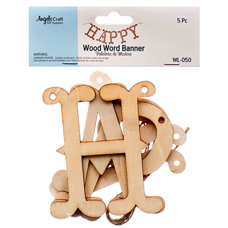 Natural Accent Wooden Letters "HAPPY" 5pc Set.