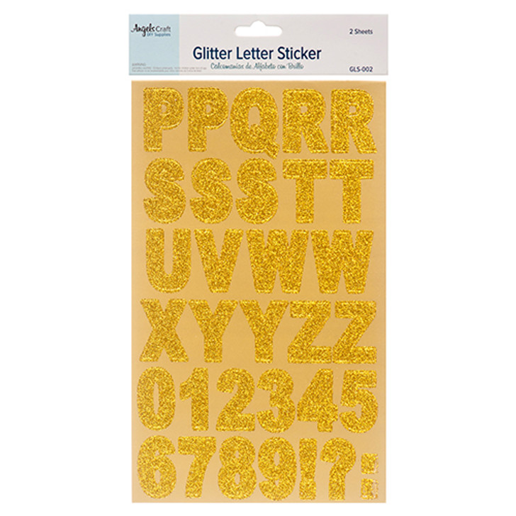 Alphabet Sticker Golden-Glitter Accent, ChipBoard-Thick 14.5*24cm, 2sheet ct. Pk.