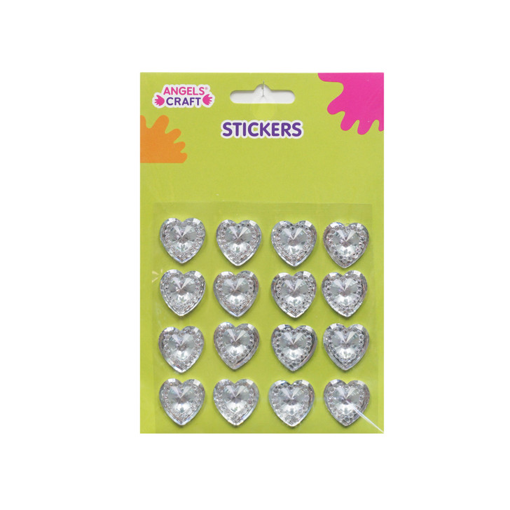 Fineness Crystal Heart Stickers, 9*9cm, 12-ct. Pk