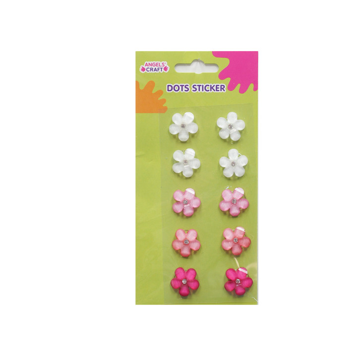 Lucid-Flower with Icy stone Sticker. Pink / white Accent. 10-ct. Pk