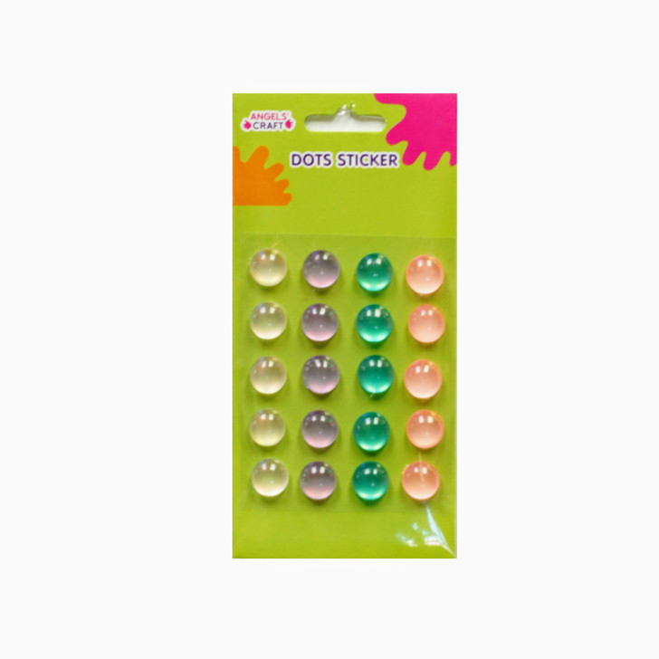 Aqua-Dot Acrylic Rhinestone Sticker. Asst Colors 20-ct. Pk