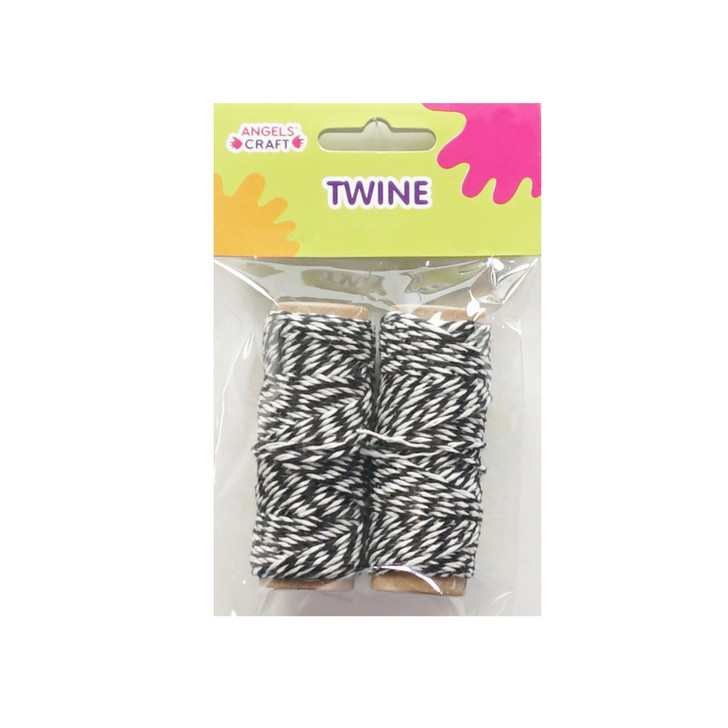 Twine Cord-Black-White Accent 6mtr Roll