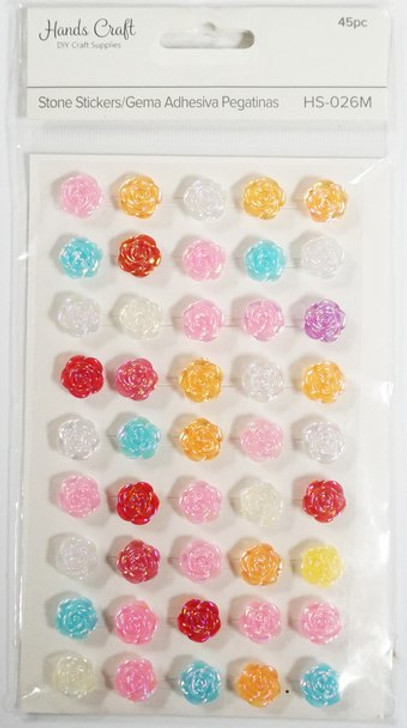 Lovely Rose Stone Stickers,Ass Colors 45pk.