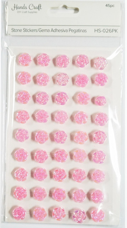 Lovely Pink Flowers Stone Stickers,45pk.