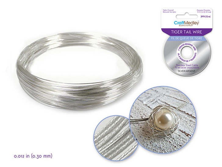 Beading /Jewelry Wire: Tiger Tail 7-strand .012 Diam (.30mm) 12m