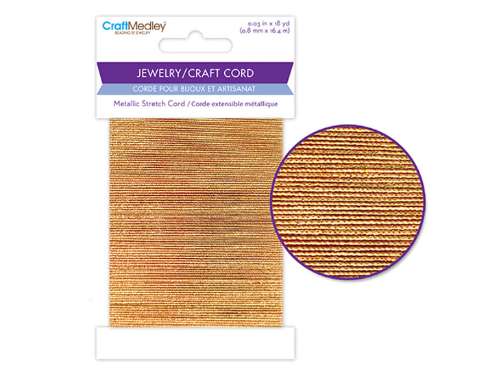 Jewelry / Craft Cord: 0.8mm x 18yds Metallic Stretch Cord