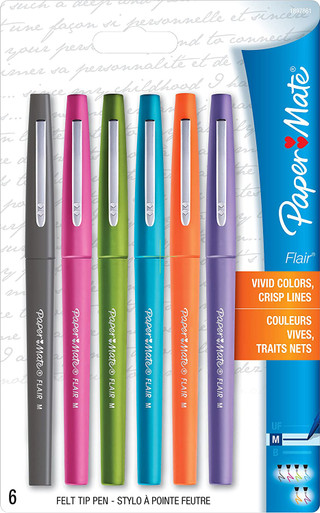 Papermate Felt Tip Flair Pens Vivid Color 4 Pack