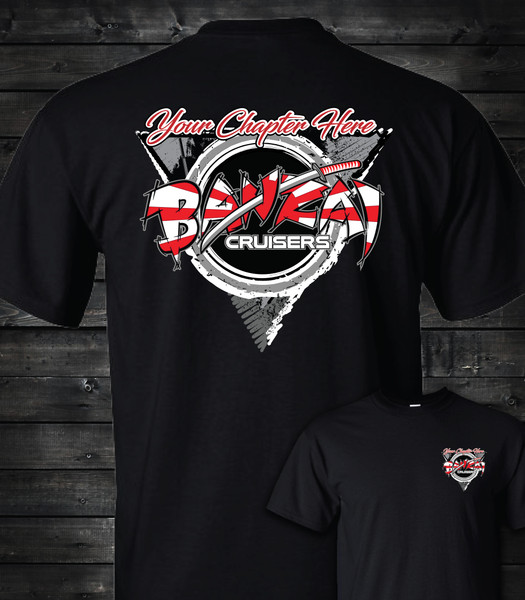 Banzai Cruisers T-shirt by Modified Custom Automotive Gear - Triangle Chapter Design Black