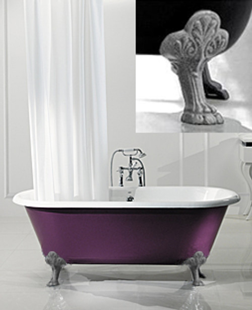 Astonian Luxor 1780x800mm 2-taphole cast iron roll top bath on Nouveau feet