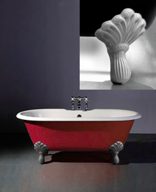 Astonian Verona 1540x785mm 2-taphole cast iron roll top bath on Regal feet