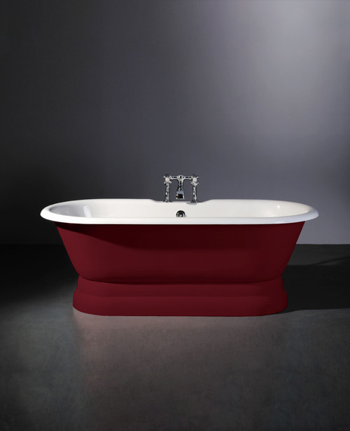 Astonian Verona 1540x785mm 2-taphole cast iron roll top bath on pedestal