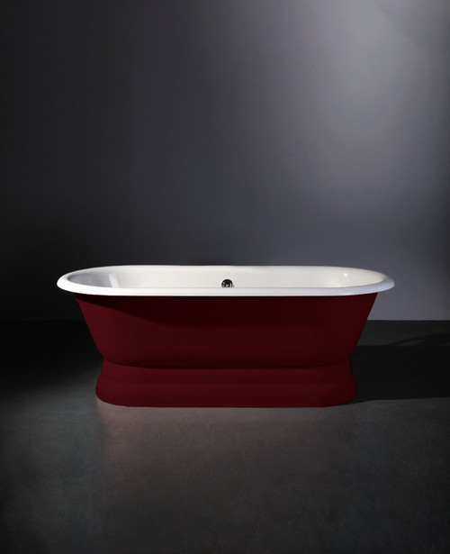 Astonian Verona 1540x785mm no-taphole cast iron roll top bath on pedestal