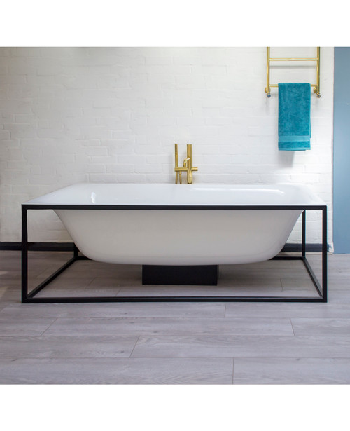 Grid 1800x800mm no-taphole black framed bath