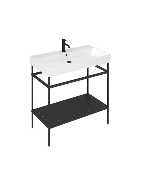 Grid 85cm 1-taphole basin with matt black basin stand