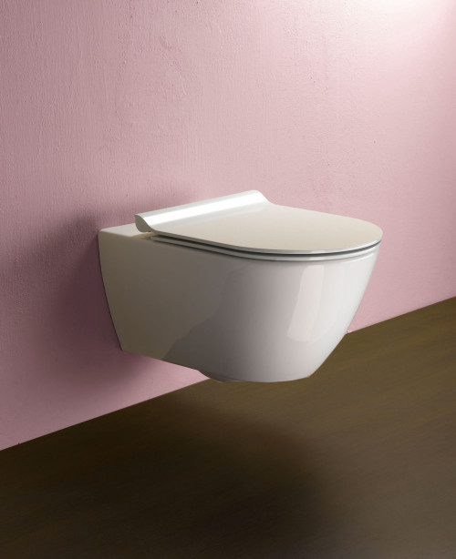 Geo Design wall hung toilet pan white and slimline soft close seat