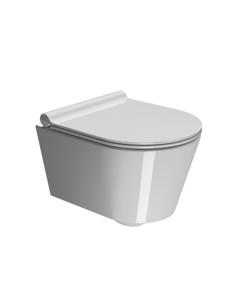 Geo Design compact wall hung toilet pan white and slimline soft close seat