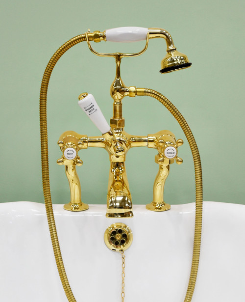Tradition Brass bath mounted bath/shower mixer polished brass