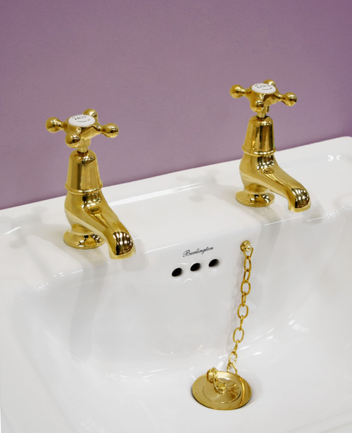 Tradition Brass basin pillar taps 3inch spout (pair) polished brass