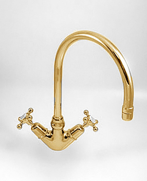 Tradition Brass 1-hole kitchen sink mixer/cross top polished brass