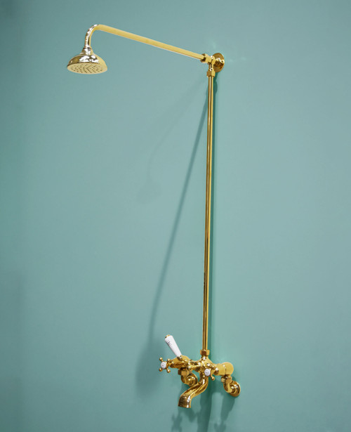 Tradition Brass wall mounted fixed riser bath/shower mixer polished brass