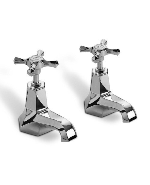 Deco basin pillar taps 4inch spout (pair) chrome