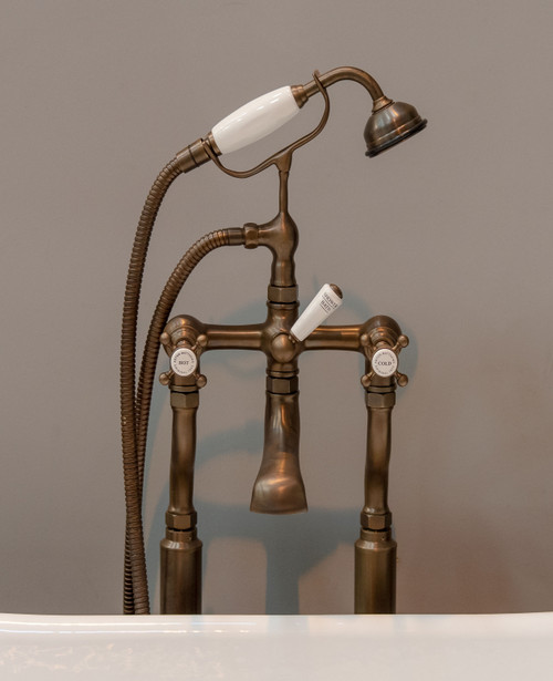 Astonian Original floor mounted bath shower mixer aged brass