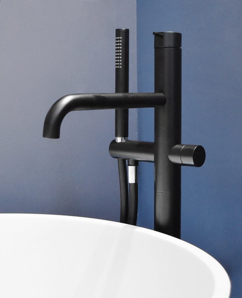 Nero floor standing bath/shower mixer satin black