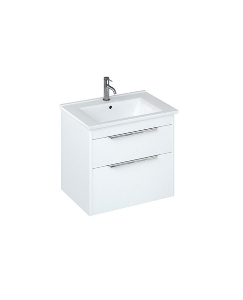 Active Pure 65cm 1-taphole basin and 2 drawer wall mounted basin unit matt white