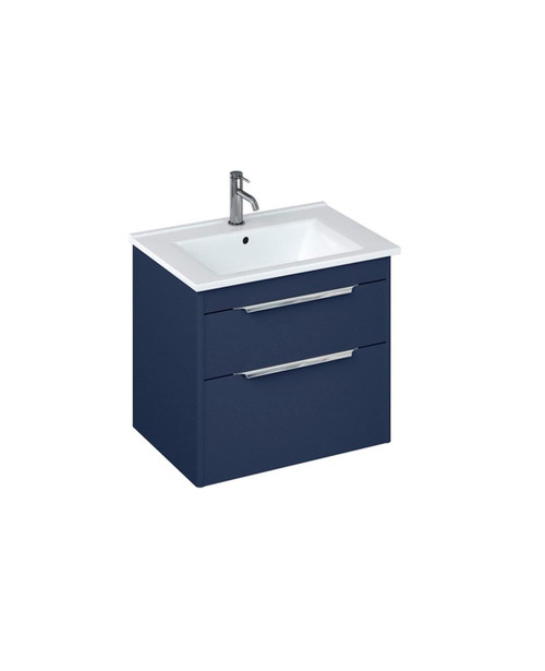 Active Pure 65cm 1-taphole basin and 2 drawer wall mounted basin unit matt blue