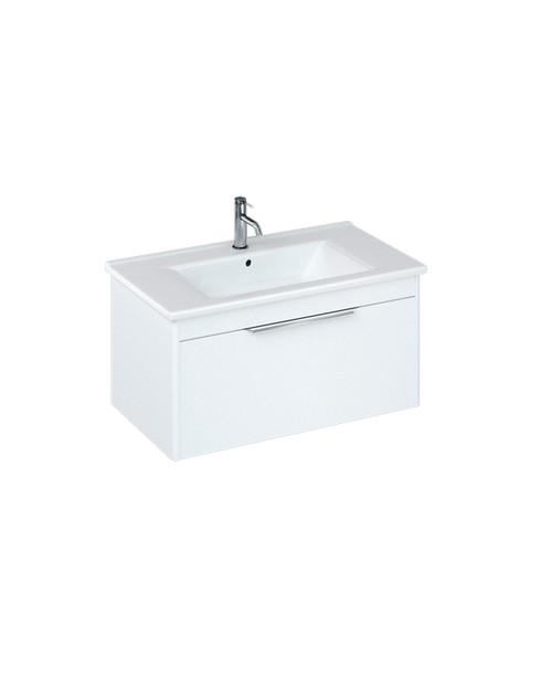 Active Pure 85cm 1-taphole basin and 1 drawer wall mounted basin unit matt white