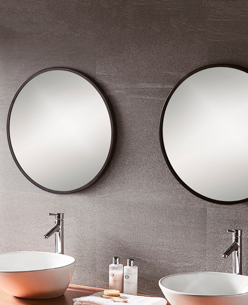 Leith 60cm round framed mirror satin black