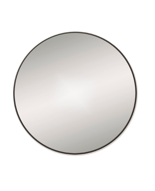 Leith 80cm round framed mirror satin black