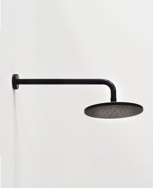 Nero 250mm round shower rose with 400mm shower arm satin black