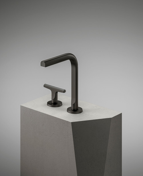 Fantini Sailing 2-hole deck mounted basin mixer PVD gun metal | Aston Matthews bathrooms