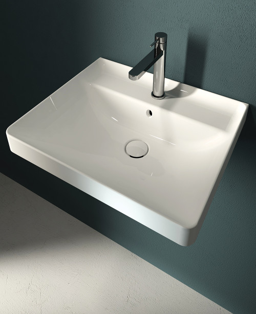 Palermo 60cm 1-taphole wall hung basin white