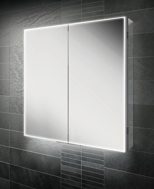 Aura LED bathroom mirror cabinet 800mm wide x 700mm high