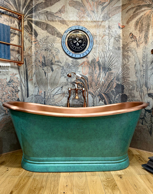 Astonian Copper roll top bath antique copper, verdigris exterior - size options