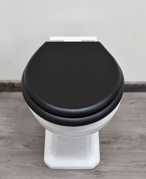 Classic wooden toilet seat and cover matt black and soft close hinges - finish options