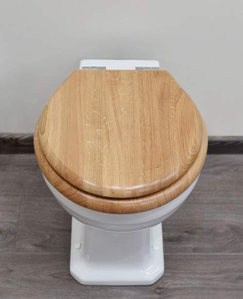 Classic wooden toilet seat and cover natural oak and soft close hinges - finish options