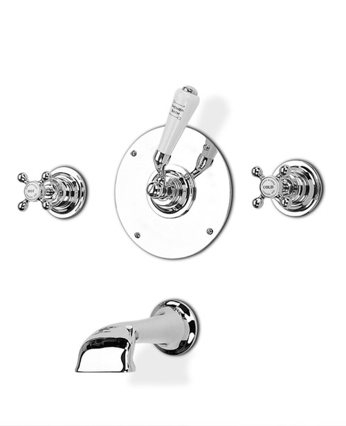 Tradition wall valves (pair) and wall mounted bath spout and diverter - finish options