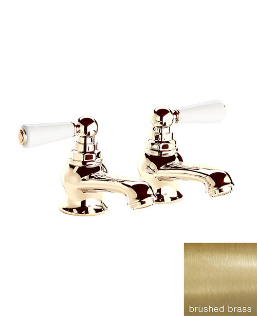 Astonian Original china lever bath pillar taps brushed brass