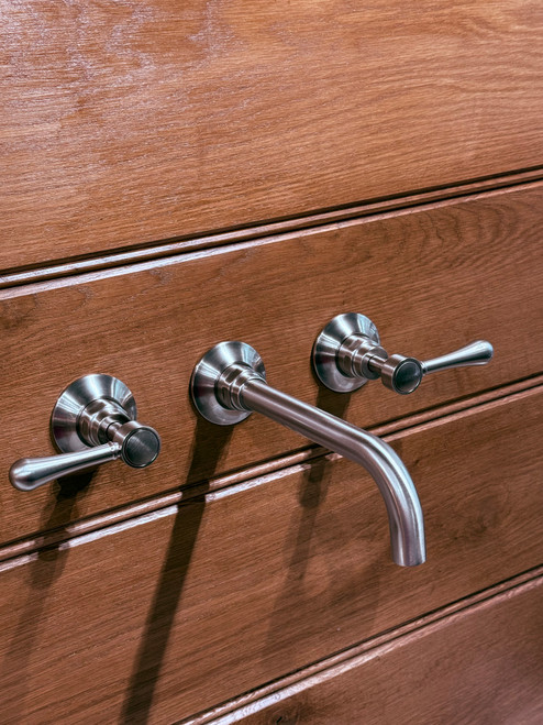 Astonian Signature Tradition wall mounted basin mixer with 200mm spout Brushed Nickel