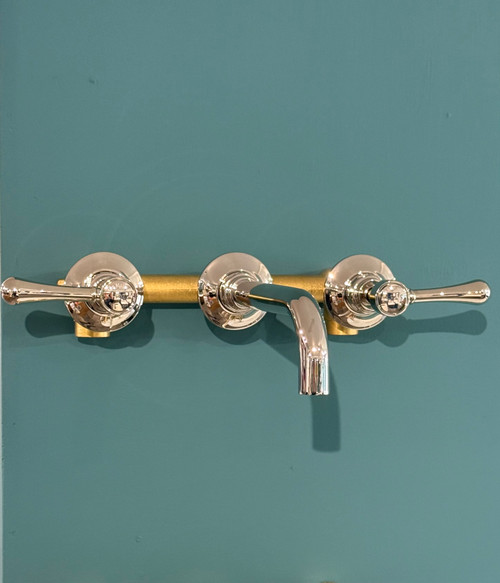 Astonian Signature Tradition wall mounted basin mixer Lever with 200mm spout Polished Nickel