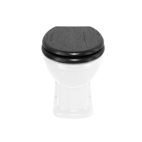 Carlton 1823 wooden toilet seat and cover matt black and soft close Brushed Nickel hinges